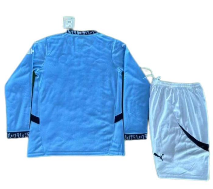 Kids-Manchester City 24/25 Home Long Soccer Jersey