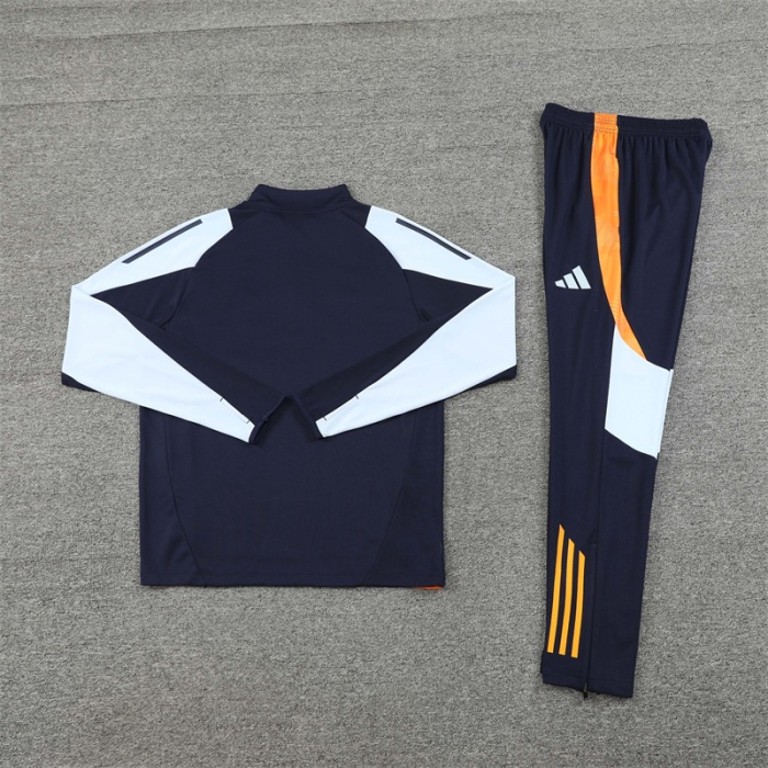 Real Madrid 24/25 Tracksuit - Navy Blue/Orange