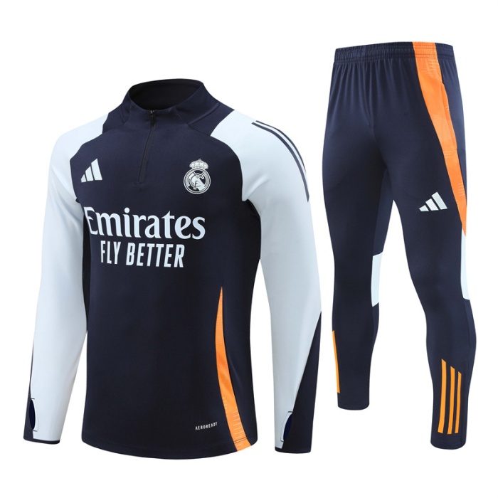 Real Madrid 24/25 Tracksuit - Navy Blue/Orange