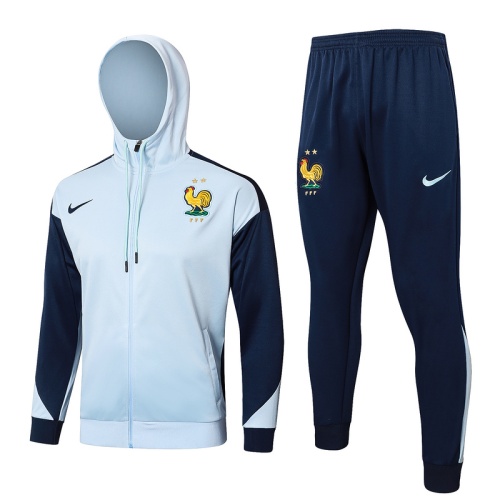 France 24/25 Hoodie Tracksuit - Light Blue/Navy Blue