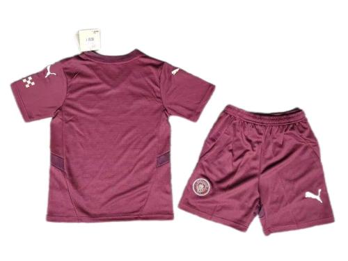 Kids-Manchester City 24/25 Third Dark Red Soccer Jersey