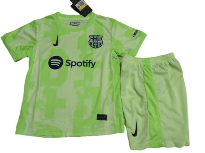 Kids-Barcelona 24/25 Third Green Leaked Soccer Jersey