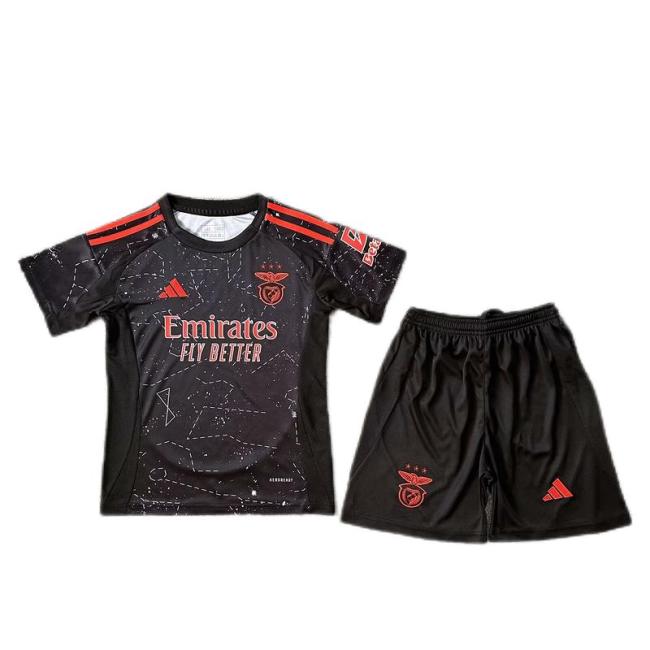 Kids-Benfica 24/25 Away Black Soccer Jersey