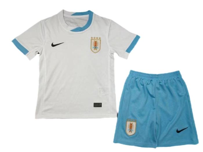 Kids-Uruguay 24/25 Away White Soccer Jersey
