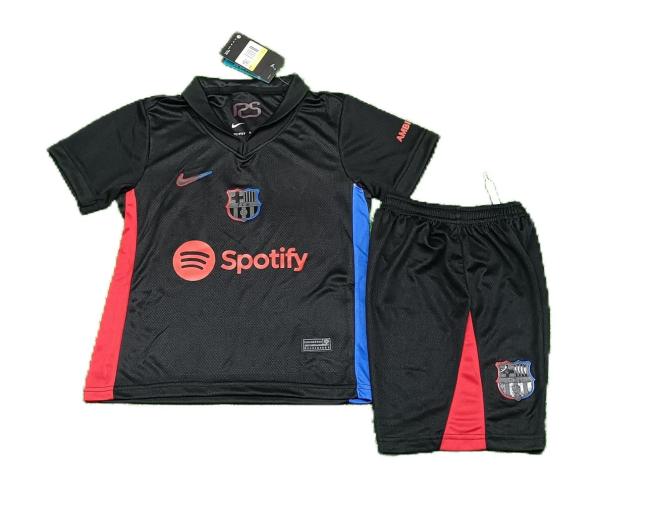 Kids-Barcelona 24/25 Away Black/Red/Blue Leaked Jersey