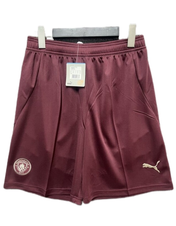 Manchester City 24/25 Third Dark Red Soccer Shorts