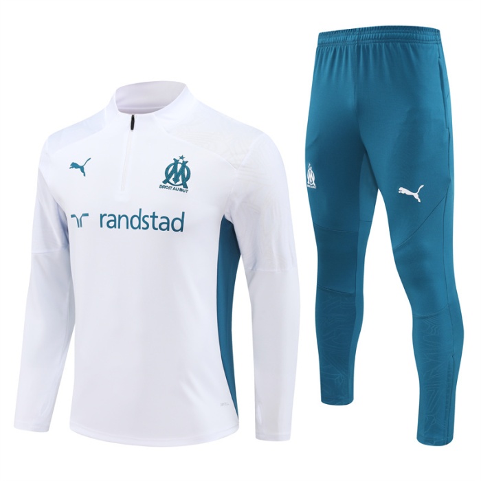 Marseille 24/25 Tracksuit - White/Navy Blue