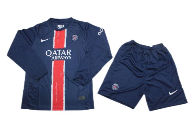 Kids-Paris St Germain 24/25 Home Long Soccer Jersey