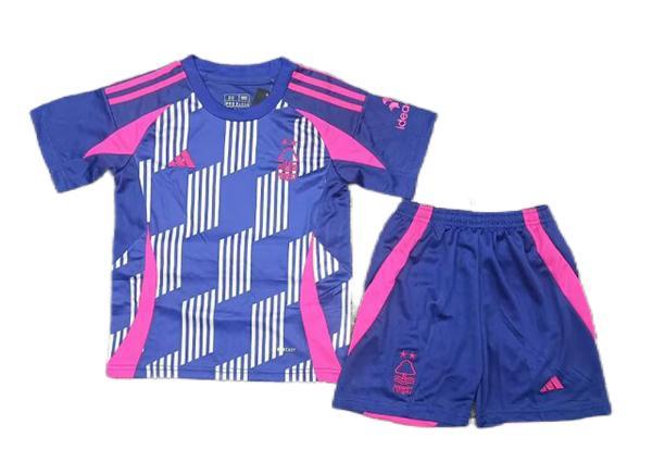 Kids-Nottingham Forest 24/25 Away Navy Blue/Pink Jersey
