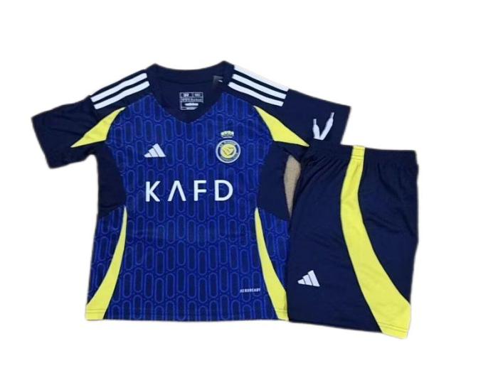 Kids-Al-Nassr 24/25 Away Dark Blue Soccer Jersey