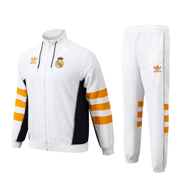 Real Madrid 24/25 Tracksuit - White/Orange
