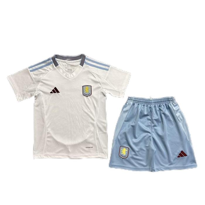Kids-Aston Villa 24/25 Away White Soccer Jersey