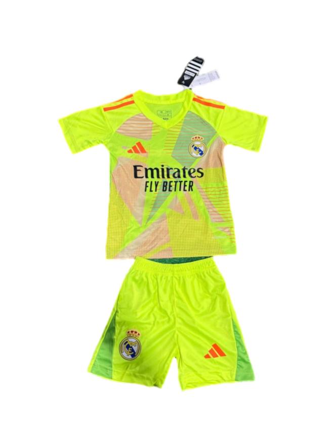 Kids-Real Madrid 24/25 GK Fluorescent Green Soccer Jersey
