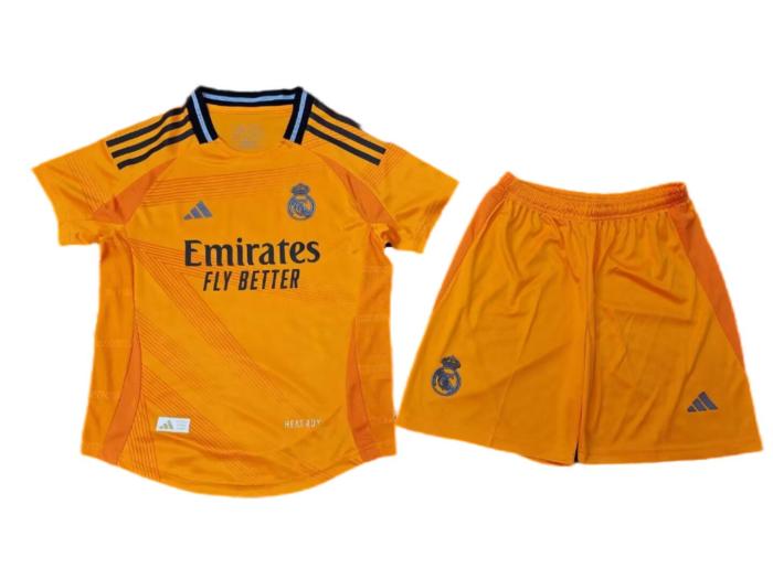 Kids-Real Madrid 24/25 Away Orange Soccer Jersey(Player)