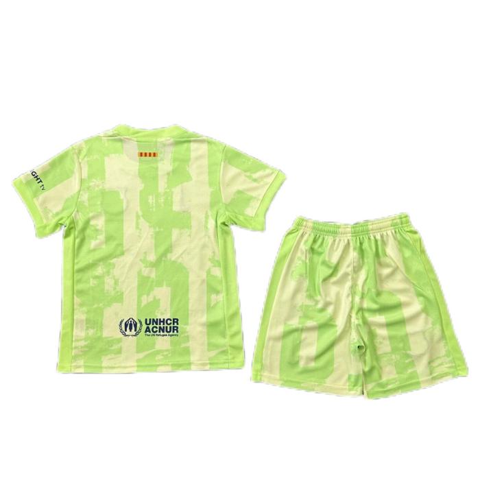 Kids-Barcelona 24/25 Third Green New Sponsor Soccer Jersey