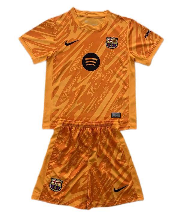 Kids-Barcelona 24/25 GK Orange New Sponsor Jersey