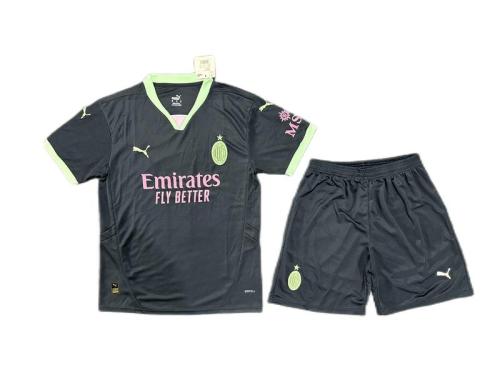 Kids-AC Milan 24/25 Third Dark Grey Soccer Jersey