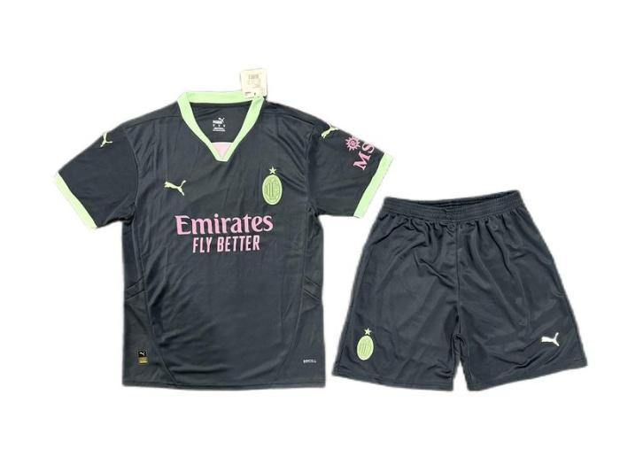 Kids-AC Milan 24/25 Third Dark Grey Soccer Jersey