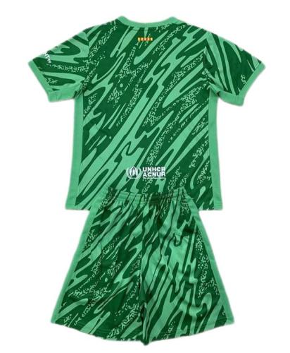 Kids-Barcelona 24/25 GK Green New Sponsor Jersey