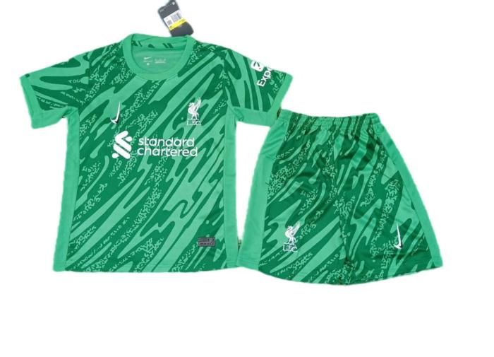 Kids-Liverpool 24/25 GK Green Soccer Jersey