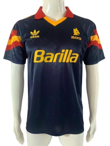 Roma 91/92 Third Navy Blue Soccer Jersey