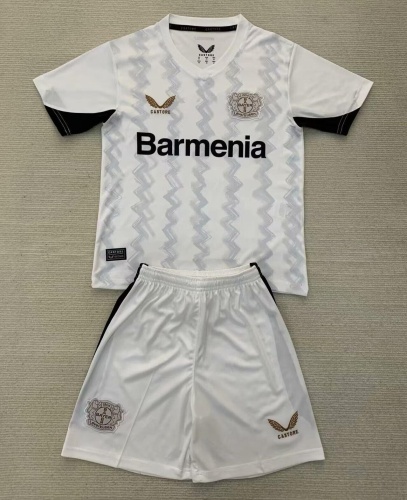 Kids-Leverkusen 24/25 Away White Soccer Jersey