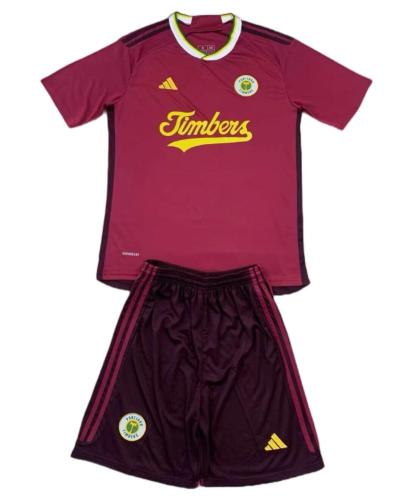 Kids-Portland Timbers 24/25 Third Dark Red Soccer Jersey