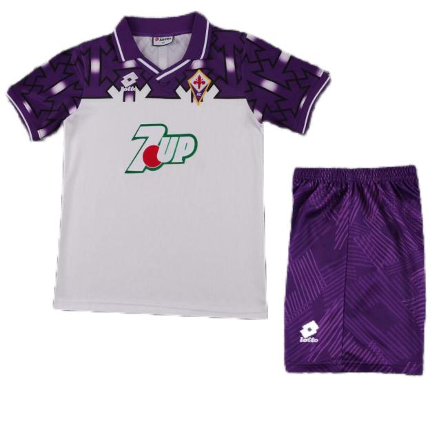 Kids-Fiorentina 92/93 Away White Soccer Jersey