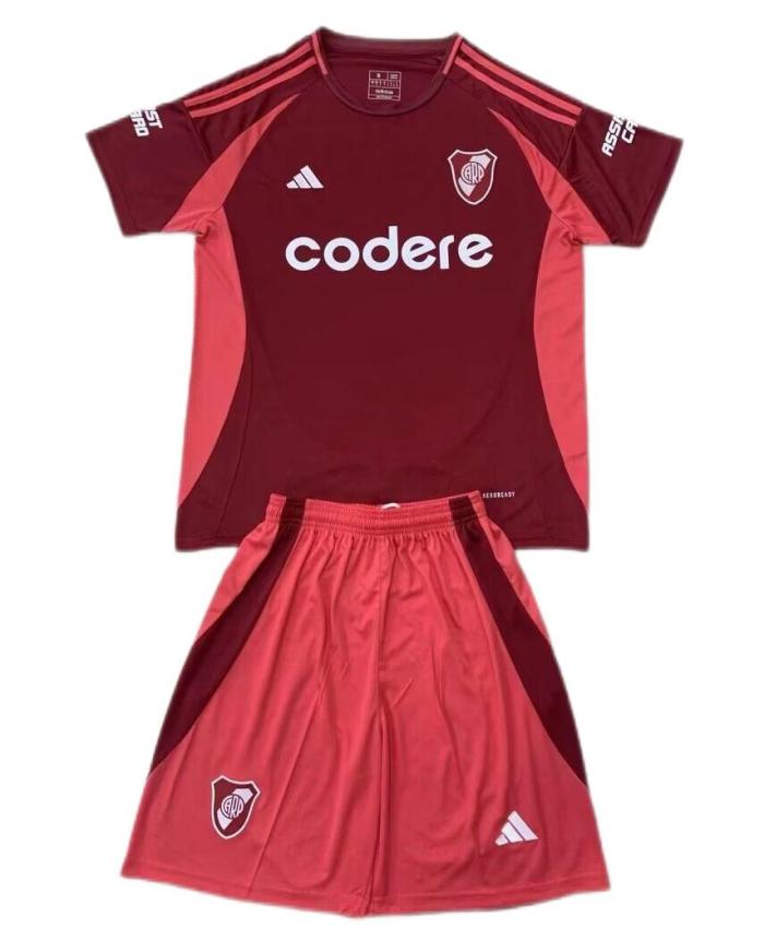 Kids-River Plate 24/25 Away Dark Red Soccer Jersey