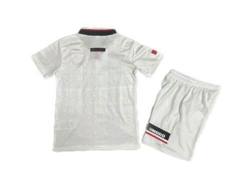 Kids-Manchester Utd 97/99 Away White Soccer Jersey