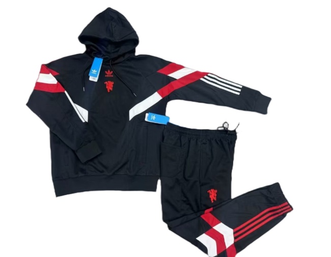 Man Utd 24/25 Hoodie Tracksuit - Black/White/Red