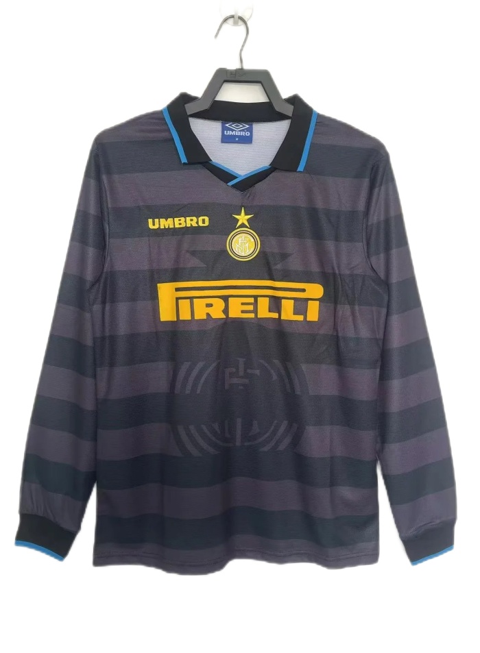 Inter milan 97/98 Away Black Long Soccer Jersey