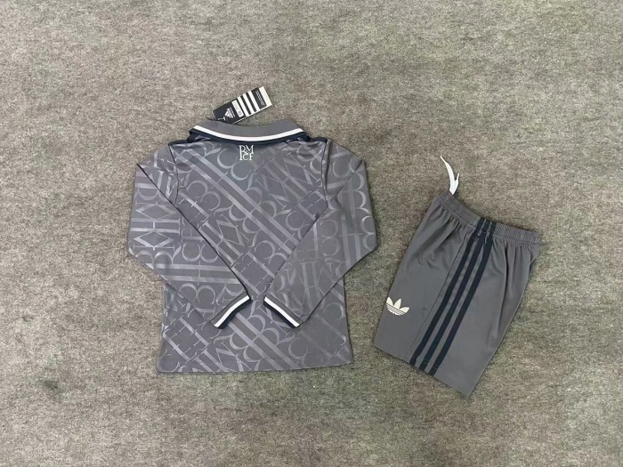 Kids-Real Madrid 24/25 Third Dark Grey Long Soccer Jersey
