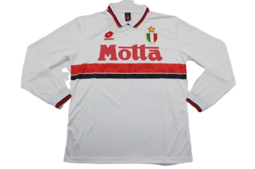 AC Milan 93/94 Away White Long Soccer Jersey