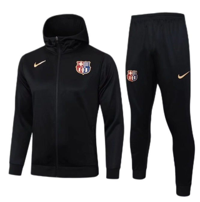 Kids Barcelona 24/25 Hoodie Tracksuit - Black