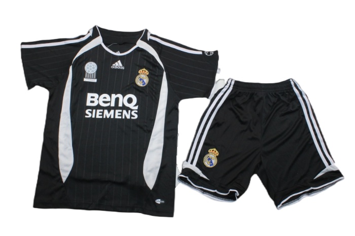 Kids-Real Madrid 06/07 Away Black Soccer Jersey