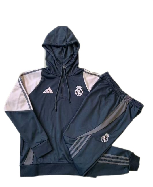 Real Madrid 24/25 Hoodie Tracksuit - Dark Light Grey