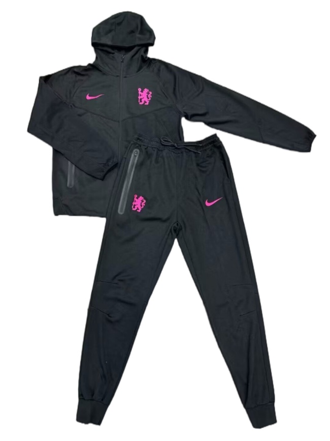 Chelsea 24/25 Hoodie Tracksuit - Black/Pink