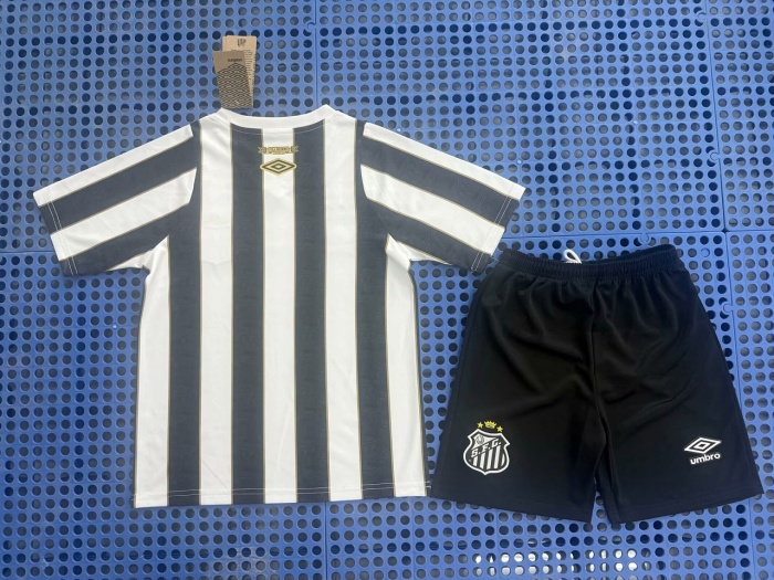 Kids-Santos 24/25 Away Black/White Soccer Jersey