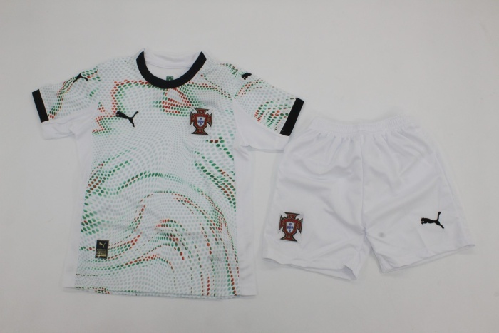 Kids-Portugal 2025 Away White Soccer Jersey