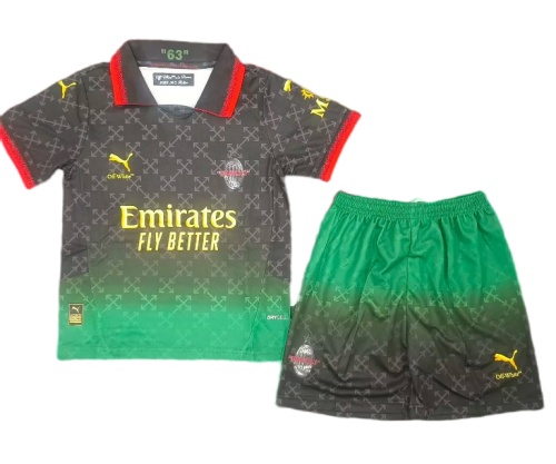Kids-AC Milan 24/25 Fourth Black/Green Soccer Jersey