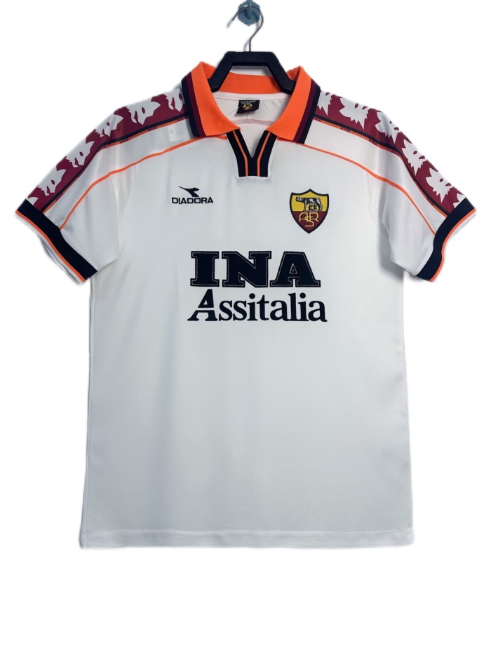 Roma 98/99 Away White Soccer Jersey