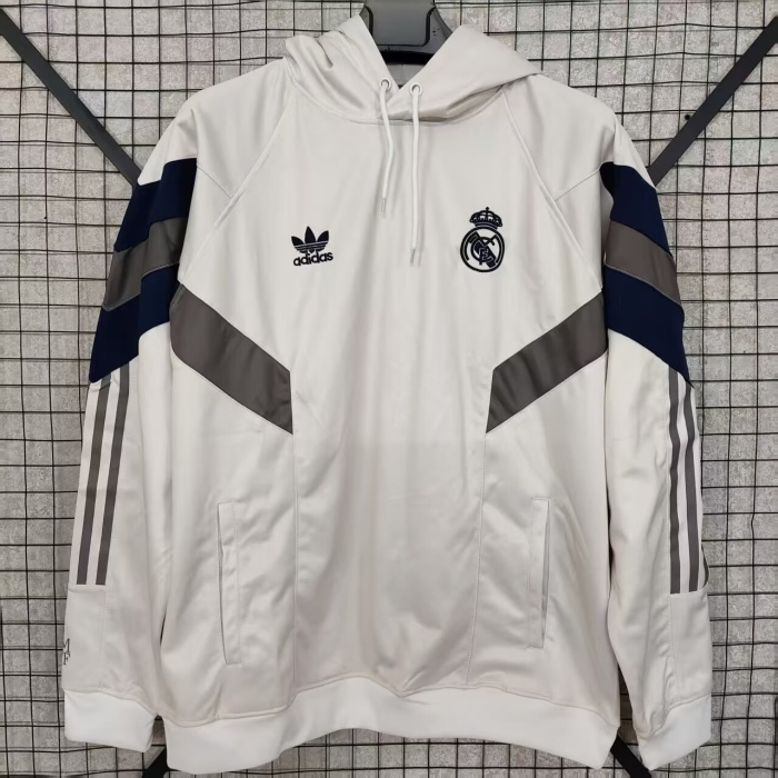 Real Madrid 25/26 Hoodie - White/Dark Grey