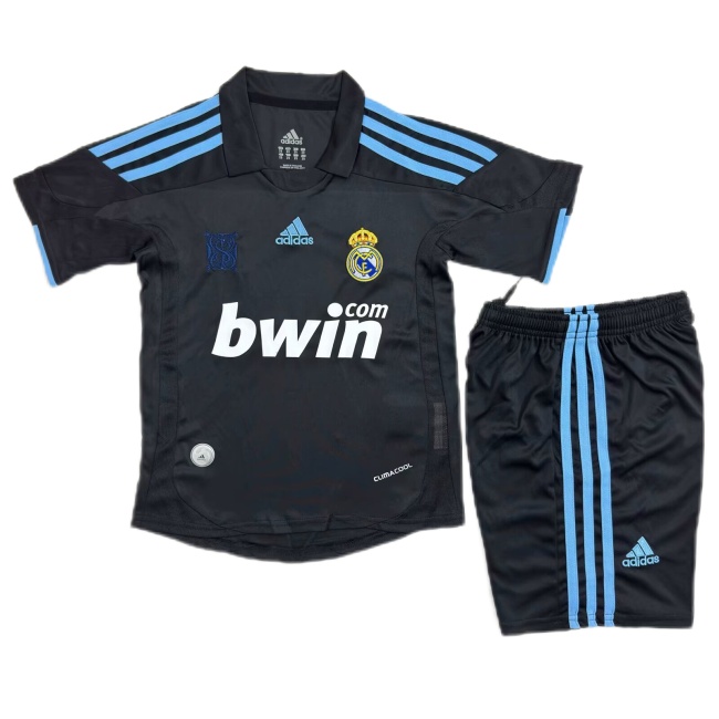 Kids-Real Madrid 09/10 Away Black Soccer Jersey