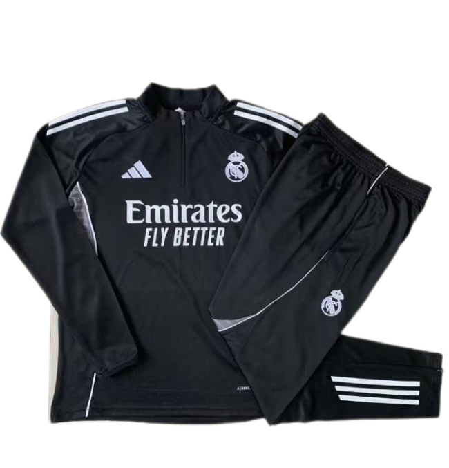 Kids Real Madrid 25/26 Tracksuit - Black/White