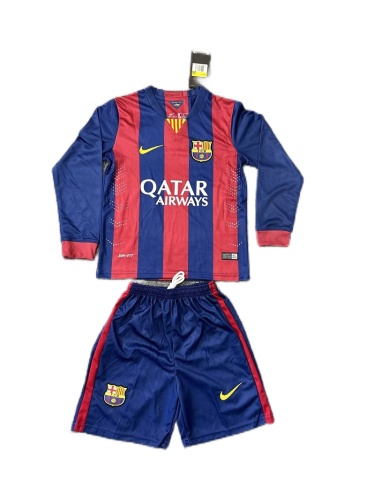 Kids-Barcelona 14/15 Home Long Soccer Jersey