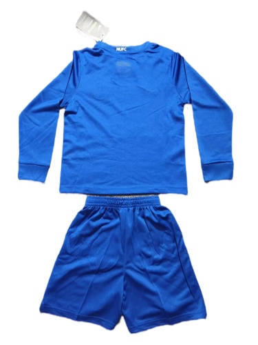 Kids-Manchester Utd 08/09 Third Blue Long Soccer Jersey