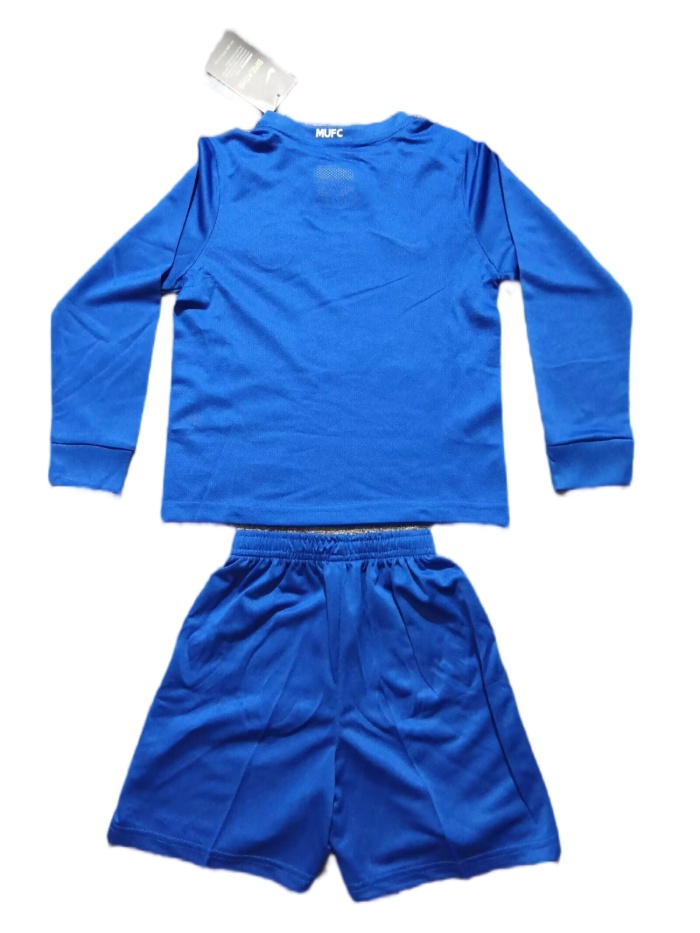 Kids-Manchester Utd 08/09 Third Blue Long Soccer Jersey