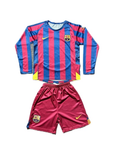 Kids-Barcelona 05/06 Home UCL Final Long Soccer Jersey