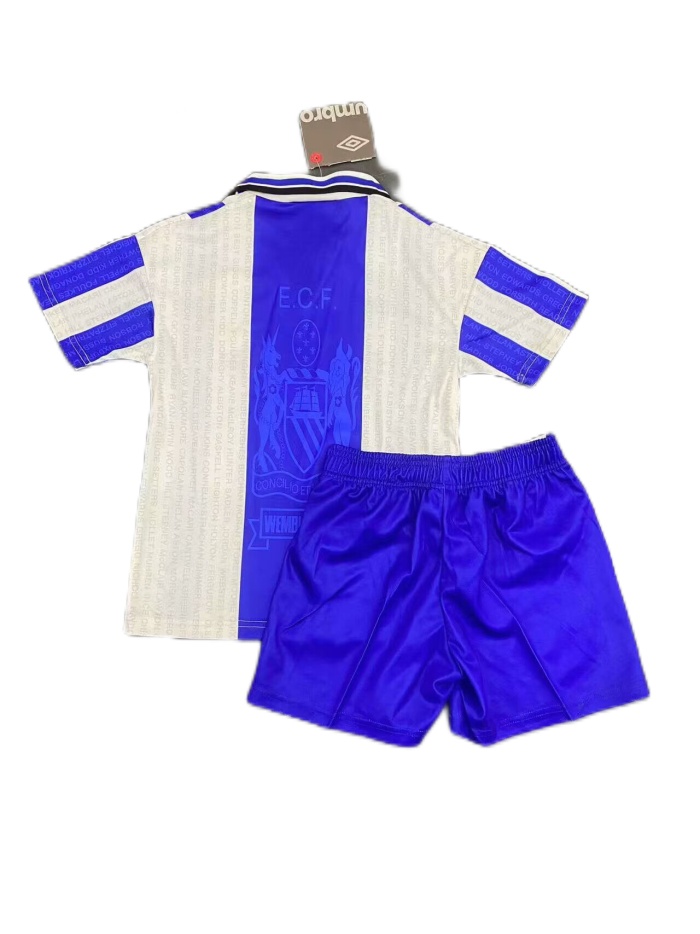 Kids-Manchester Utd 94/96 Third White/Blue Soccer Jersey